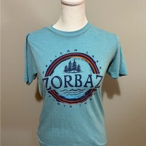 Blue 84 Teal Graphic Tee with Orange and Navy Accents